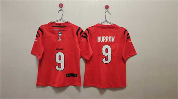 Women%27s Cincinnati Bengals #9 Joe Burrow Orange Vapor Stitched Jersey